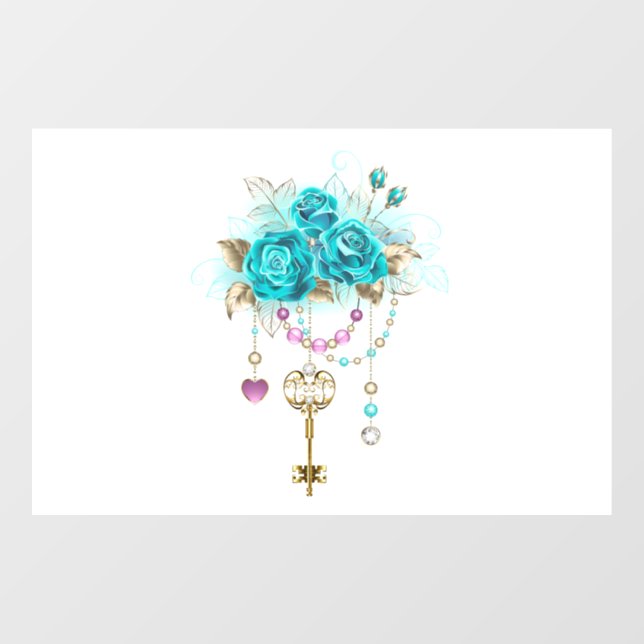 Turquoise Roses with Keys (Sheet)