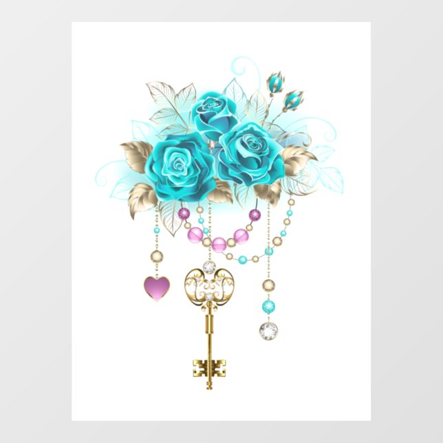 Turquoise Roses with Keys (Sheet)