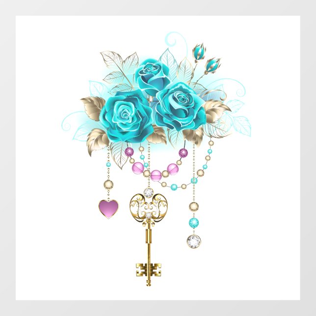 Turquoise Roses with Keys (Sheet)