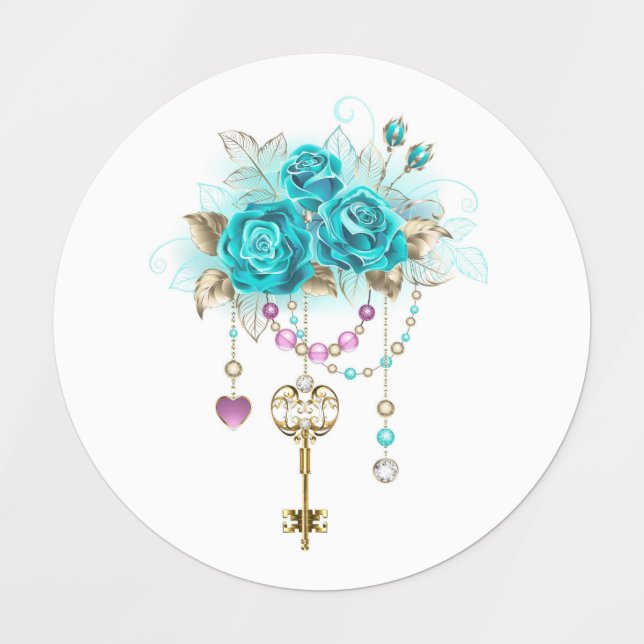 Turquoise Roses with Keys (Design 1)