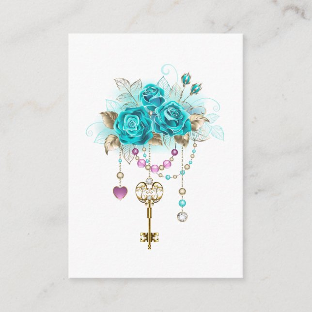 Turquoise Roses with Keys Advice Card (Front)