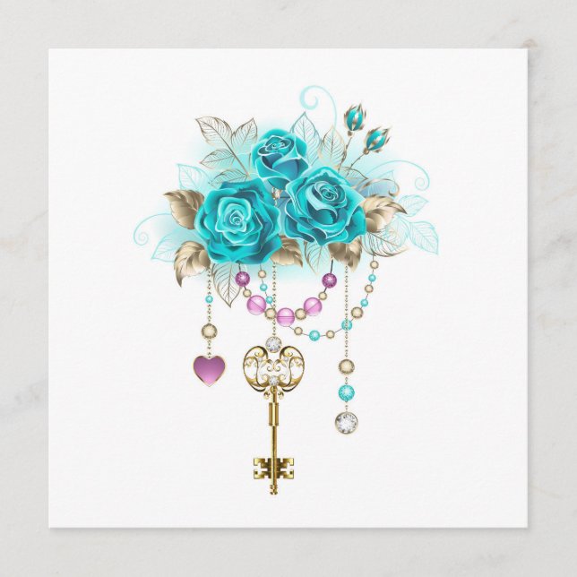 Turquoise Roses with Keys Advice Card (Front)