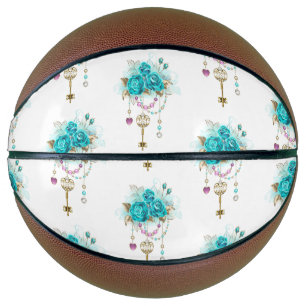 Turquoise Roses with Keys Basketball