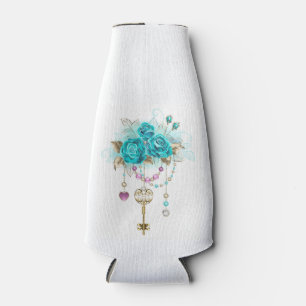 Turquoise Roses with Keys Bottle Cooler