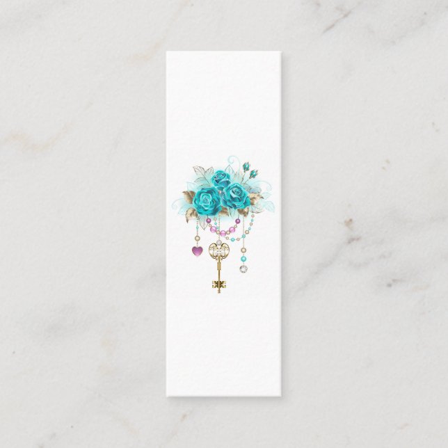 Turquoise Roses with Keys Calling Card (Front)