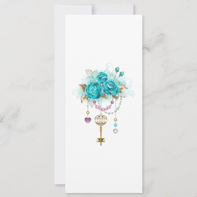 Turquoise Roses with Keys Card (Front)