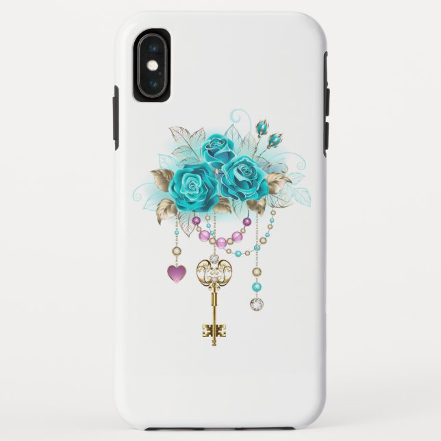 Turquoise Roses with Keys Case-Mate iPhone Case (Back)
