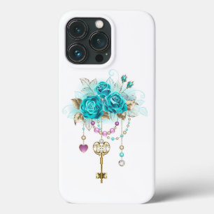 Turquoise Roses with Keys iPhone 13 Pro Case