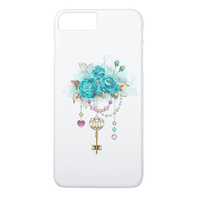 Turquoise Roses with Keys Case-Mate iPhone Case (Back)