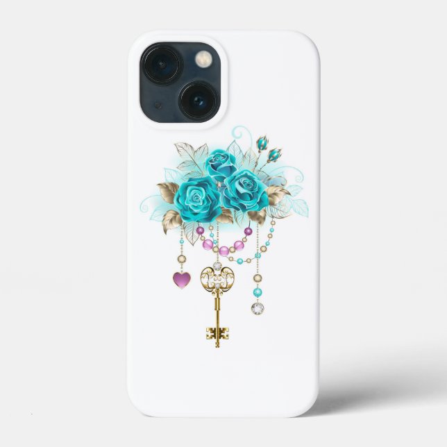 Turquoise Roses with Keys Case-Mate iPhone Case (Back)
