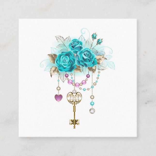 Turquoise Roses with Keys Discount Card (Front)