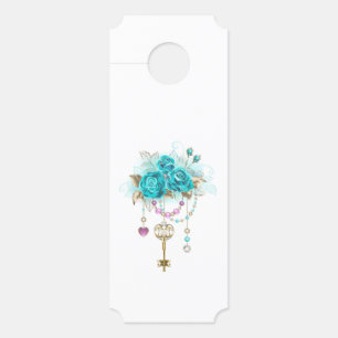 Turquoise Roses with Keys Door Hanger