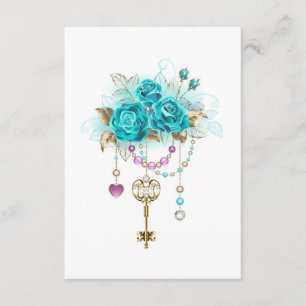 Turquoise Roses with Keys Enclosure Card