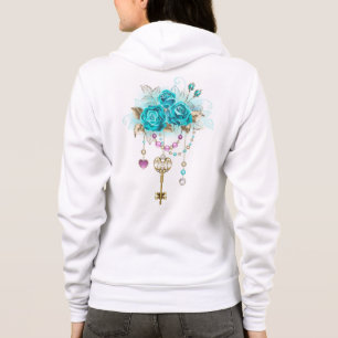 Turquoise Roses with Keys Hoodie