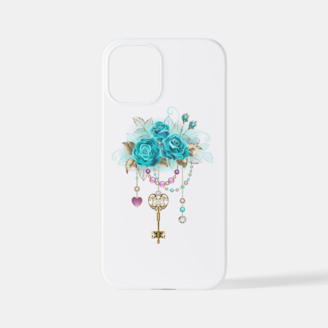 Turquoise Roses with Keys iPhone Case (Back)