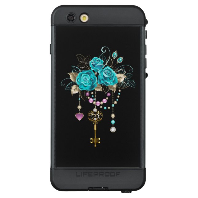 Turquoise Roses with Keys LifeProof iPhone Case (Back)