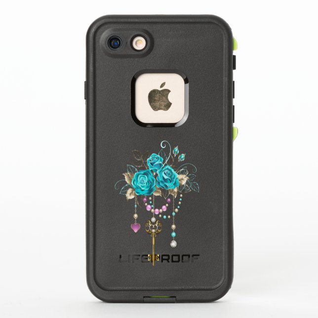Turquoise Roses with Keys LifeProof iPhone Case (Back)