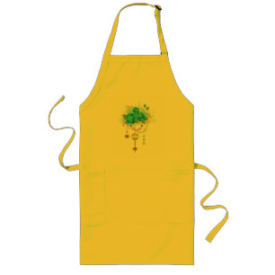 Turquoise Roses with Keys Long Apron