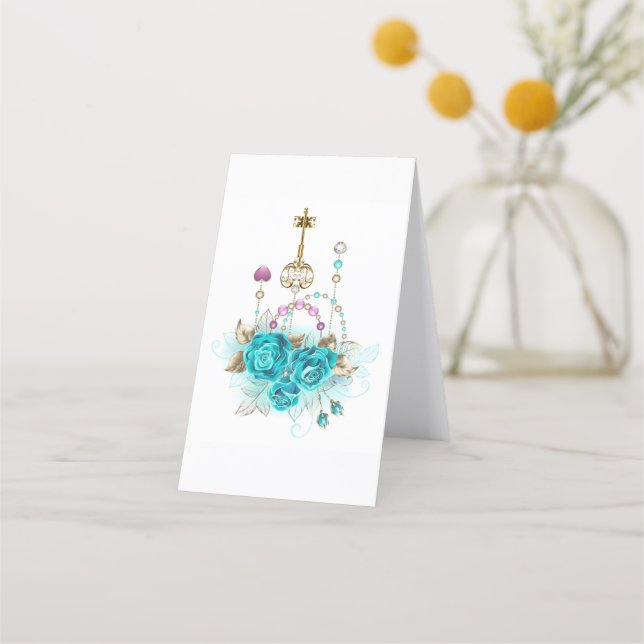 Turquoise Roses with Keys Loyalty Card (Back)