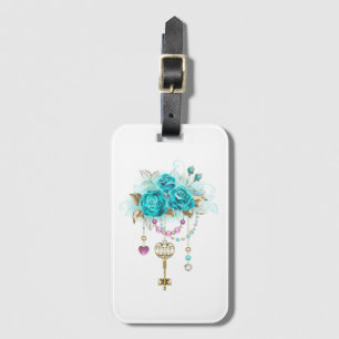 Turquoise Roses with Keys Luggage Tag
