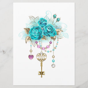 Turquoise Roses with Keys Menu