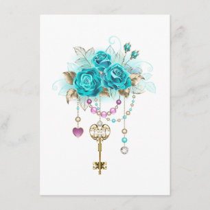 Turquoise Roses with Keys Menu