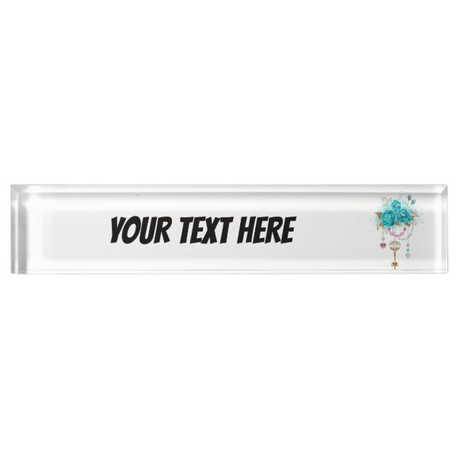 Turquoise Roses with Keys Nameplate (Front)