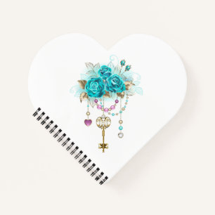 Turquoise Roses with Keys Notebook