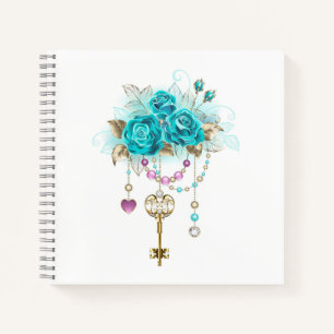Turquoise Roses with Keys Notebook