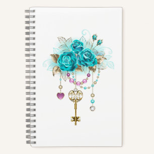 Turquoise Roses with Keys Notebook