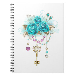 Turquoise Roses with Keys Notebook
