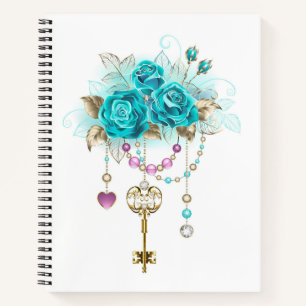 Turquoise Roses with Keys Notebook