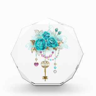 Turquoise Roses with Keys Photo Block