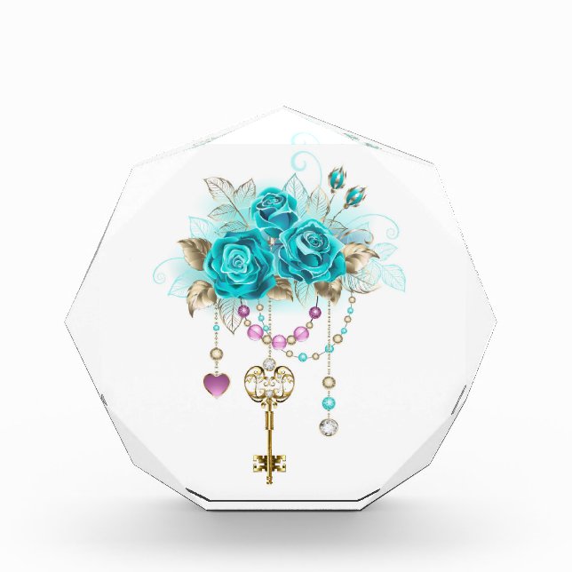 Turquoise Roses with Keys Photo Block (Front)
