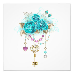 Turquoise Roses with Keys Photo Print