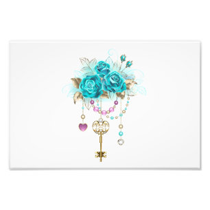 Turquoise Roses with Keys Photo Print