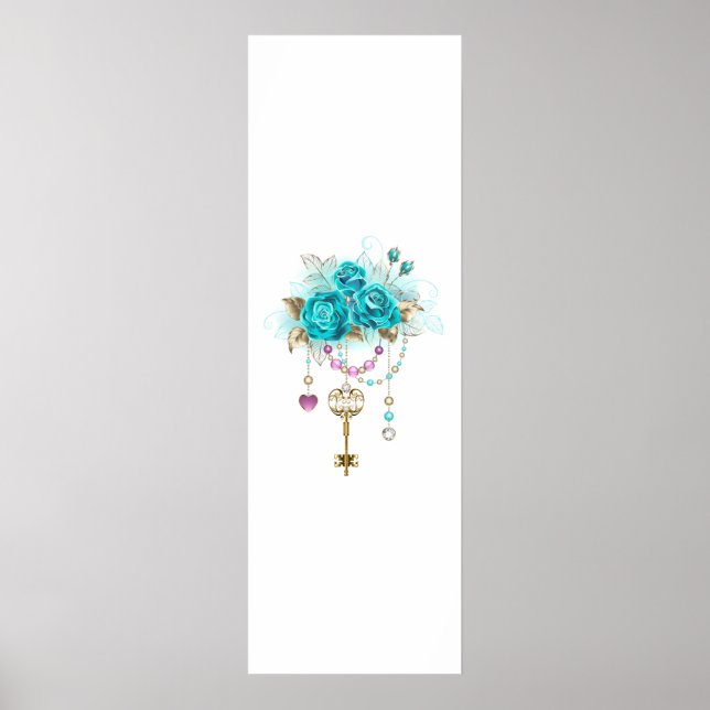 Turquoise Roses with Keys Poster (Front)