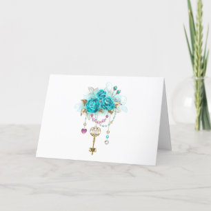 Turquoise Roses with Keys Programme