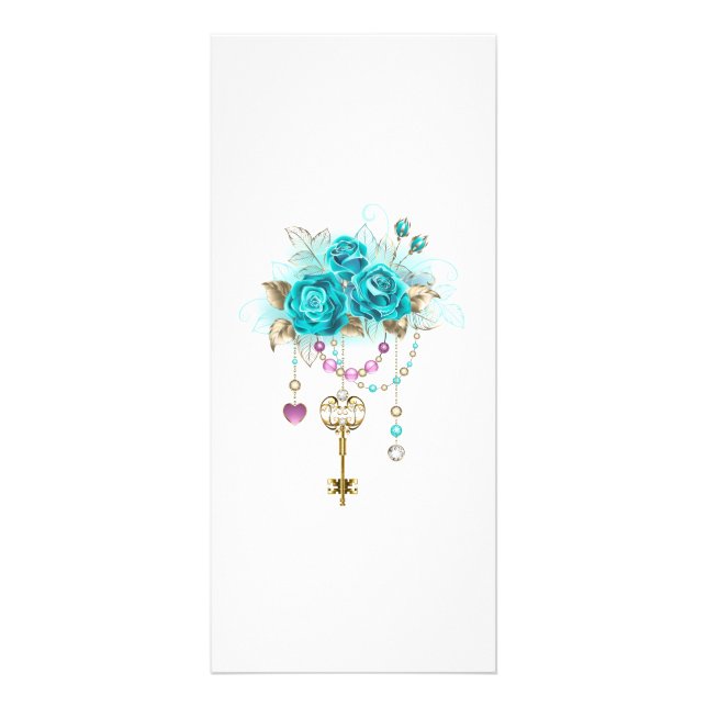 Turquoise Roses with Keys Rack Card (Front)