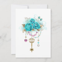 Turquoise Roses with Keys