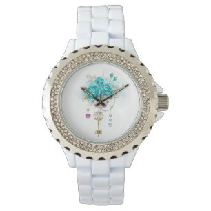 Turquoise Roses with Keys Watch