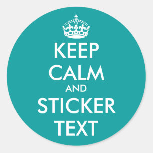 Turquoise round KeepCalm Stickers   personalizable