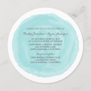 Turquoise Round Watercolor Wedding Invite