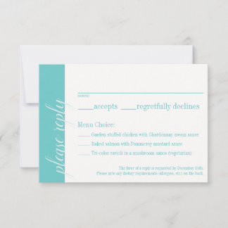 Turquoise RSVP Card, Caroline Wedding Collection Card