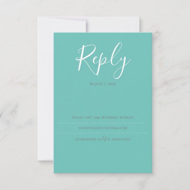 Turquoise RSVP Card, Wedding Website Card (Front)
