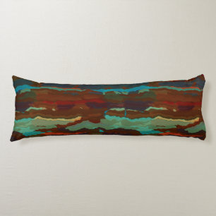 Turquoise, Rust and Blue Abstract Body Cushion