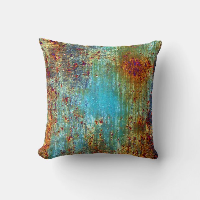Turquoise Rust Designer Pillow by Julie Everhart (Front)