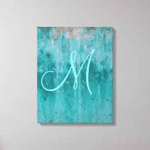 Turquoise Rust Monogram Canvas Print