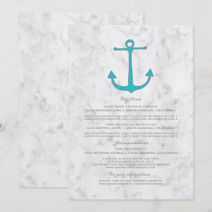 Turquoise Rustic Anchor Wedding Information Invitation