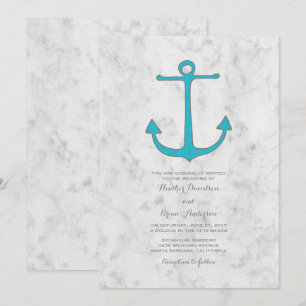 Turquoise Rustic Anchor Wedding Invite